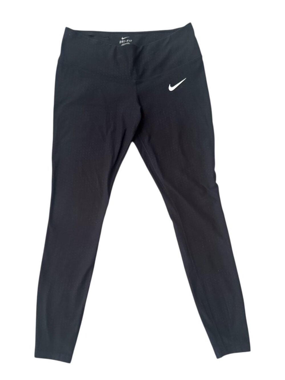 Black Nike Dri-Fit Leggings Subtle Polkadot Pattern Womens Size Medium GUC